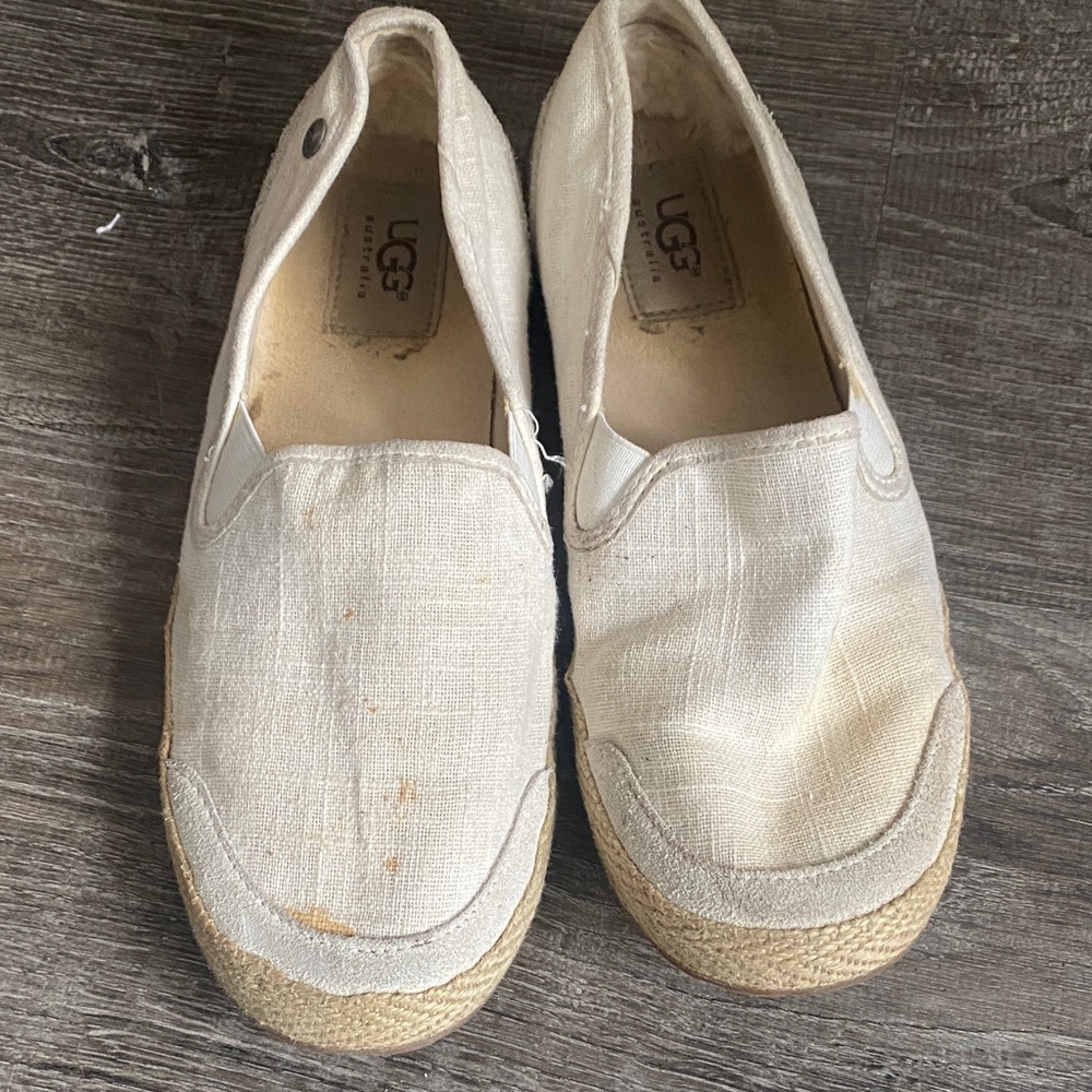 UGG Beige Canvas Slip-Ons